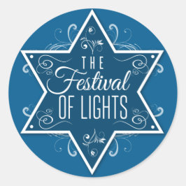Adesivo Estrela do Festival de Luz Azul Hanukkah