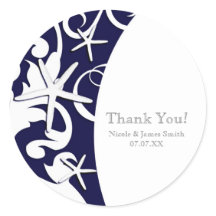 Estrela-do-Mar Branca Azul Marinho Elegante Casame