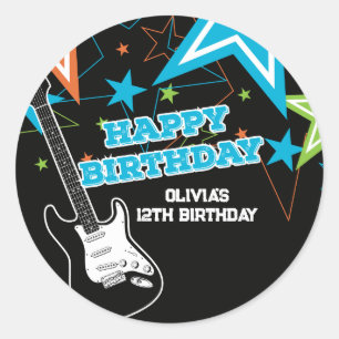 Adesivo Estrela do Rock Fazer Aniversário Guitarra Estrela