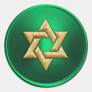 Adesivo Estrela Dourada de David Envelope Seal Green
