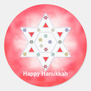 Adesivo Estrela e flocos de neve de Hanukkah vermelhos