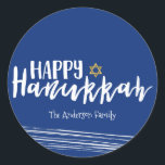 Adesivo Estrela Feliz de Hanukkah do David Sticker Gift Ta<br><div class="desc">Uma bela e na moda Feliz Estrela Hanukkah de David Sticker Gift Tag é perfeita para as suas necessidades de doação de presente de férias. Há outros produtos que combinam com este design.</div>