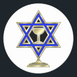 Adesivo Estrela Judaica<br><div class="desc">Dons judeus e ideias de presentes que exibem uma bela Estrela Judaica de David com um copo de vinho no centro.</div>