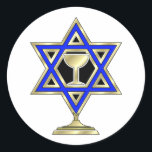 Adesivo Estrela Judaica<br><div class="desc">Dons judeus e ideias de presentes que exibem uma bela Estrela Judaica de David com um copo de vinho no centro.</div>