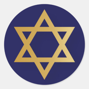 Adesivo Estrela Judia de ouro David e azul marinho