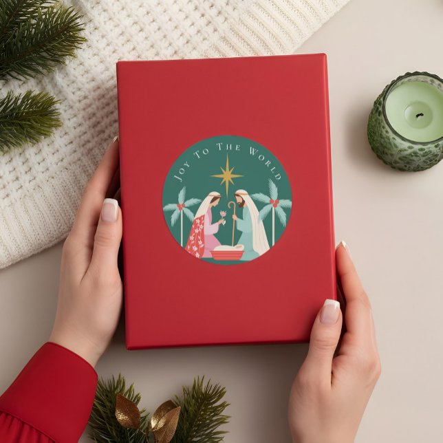 Adesivo Estrela Natal Da Natividade Religiosa De Belém (Christmas Religious Nativity Star Of Bethlehem Classic Round Sticker)