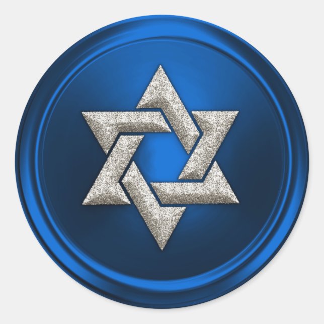 Adesivo Estrela prateada de David Envelope Seal Blue (Frente)