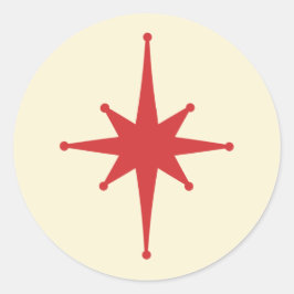 Adesivo Estrela Retro Moderna do século médio em Vermelho