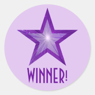 Adesivo Estrela Roxa 'WINNER'! roxo redondo