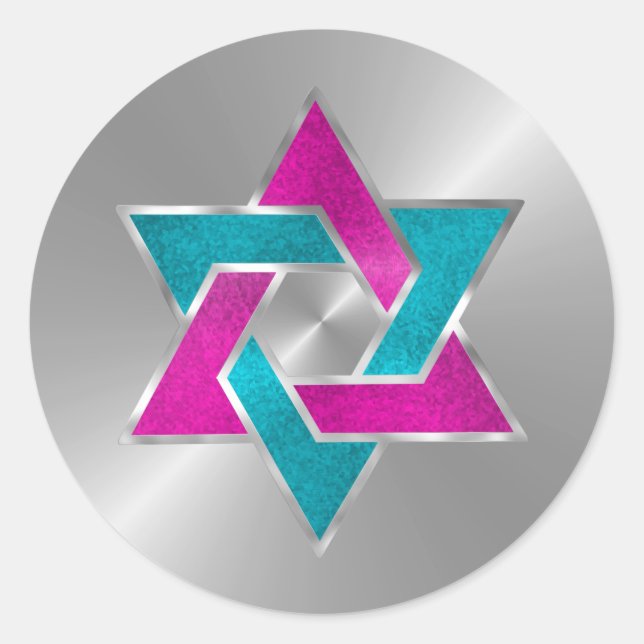 Adesivo Estrela Turquesa Rosa Bat Mitzvah de David Silver (Frente)