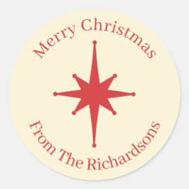 Adesivo Estrela Vermelha de Natal do século médio personal