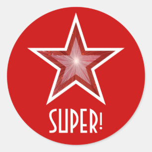 Adesivo Estrela Vermelha 'SUPER'! gravador vermelho