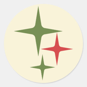 Adesivo Estrelas Atômicas do Meio do Século Retro Vermelho
