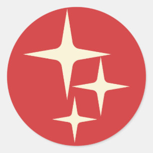 Adesivo Estrelas Atômicas do Meio do Século Retro Vermelho