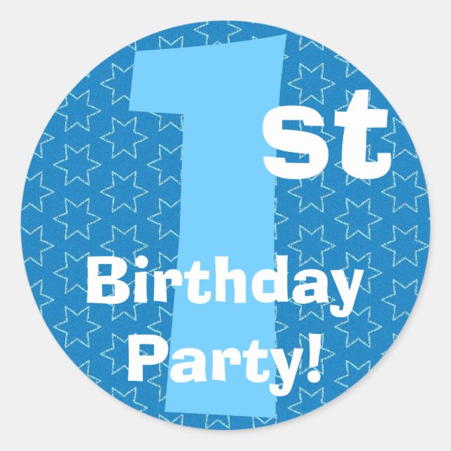 Adesivo Estrelas azuis de primeiro aniversario B540A (Frente)