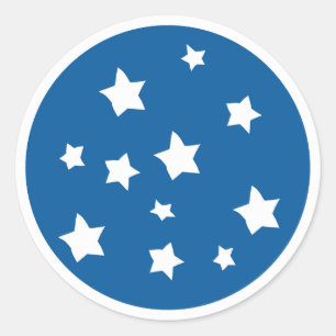 Adesivo Estrelas brancas irregulares e aflitas Fundo azul