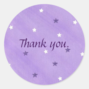 Adesivo Estrelas brancas roxas na Lavanda Obrigado Sticker