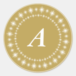 Adesivo Estrelas Brilhantes Monograma no Feriado Elegante 