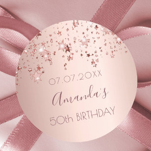 Adesivo Estrelas brilhantes rosa de festa de aniversário 5