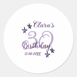 Adesivo Estrelas brilhantes roxas retro moderno aniversári