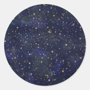 Adesivo Estrelas Celestiais Azul e Dourado Aquarela Capric