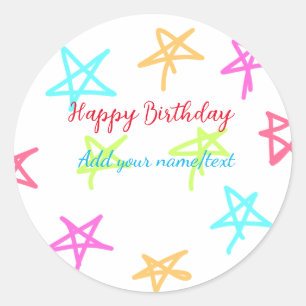 Adesivo Estrelas coloridas feliz aniversário adicione text