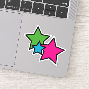 Adesivo Estrelas Coloridas Neon Retro Caprichosas
