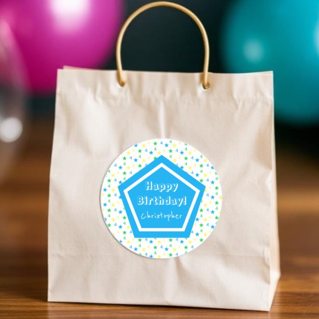 Adesivo Estrelas Coloridas Rapazes 4º Aniversário (Criador carregado)