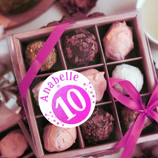 Adesivo Estrelas da Idade de Aniversário da Glitter Rosa B (Criador carregado)