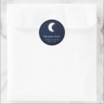 Adesivo Estrelas da Lua Azul do Céu Celestial Obrigado<br><div class="desc">Estrelas de Lua Azul Céu Azul Celestial Casado Obrigado Sticker. Céu azul de água com estrelas e a lua.</div>