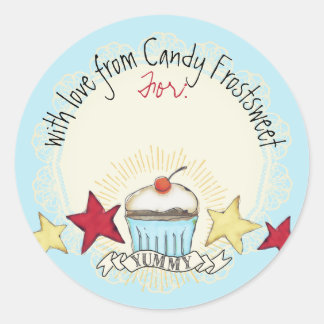 Adesivo estrelas de cupcake de aquarela Natal personalizad