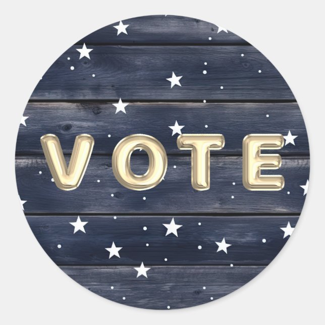 Adesivo Estrelas de Madeira Azul Rústica Vote (Frente)