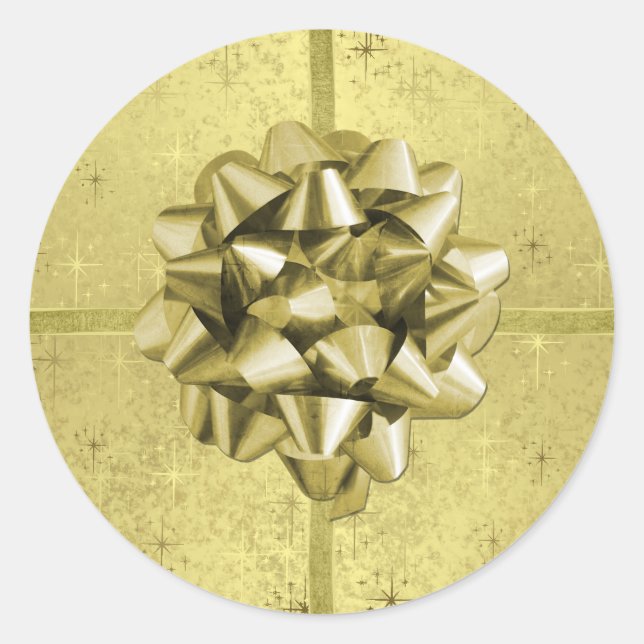 Adesivo Estrelas de Natal, Fitas e Arcos ouros em Folha (Frente)