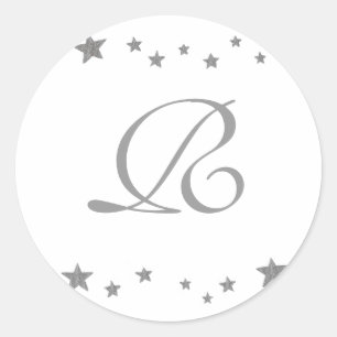 Adesivo Estrelas de prata, selos do casamento do monograma