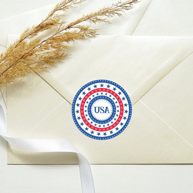 Adesivo Estrelas de vermelho, branco e azul EUA com monogr (Criador carregado)