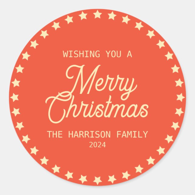 Adesivo Estrelas de Vintagem Retroativas Círculos Feriados (Frente)