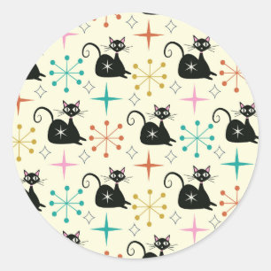 Adesivo Estrelas do Meio do Século com Gato Atômico Preto