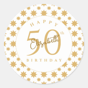 Adesivo Estrelas Douradas Aniversário de 50 anos Nome Pers
