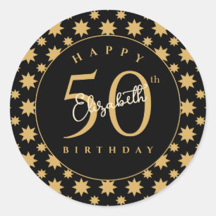 Adesivo Estrelas Douradas Aniversário de 50 anos Nome Pers