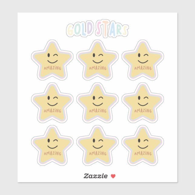 Adesivo estrelas douradas do arco-íris (Folha)