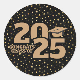 Adesivo Estrelas Douradas e Negras 2025 Graduação