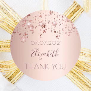 Adesivo Estrelas dourado-rosadas de aniversário Obrigado