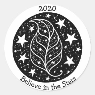 Adesivo Estrelas e constelações Árvore Folha Natureza B/W