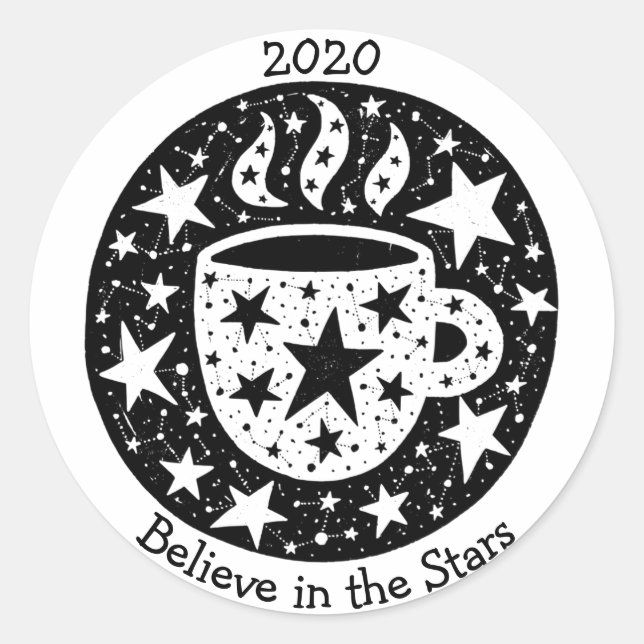 Adesivo Estrelas e constelações Café Manhã Chá B/W (Frente)