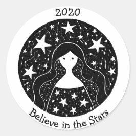 Adesivo Estrelas e constelações Deusa Mulher B/W