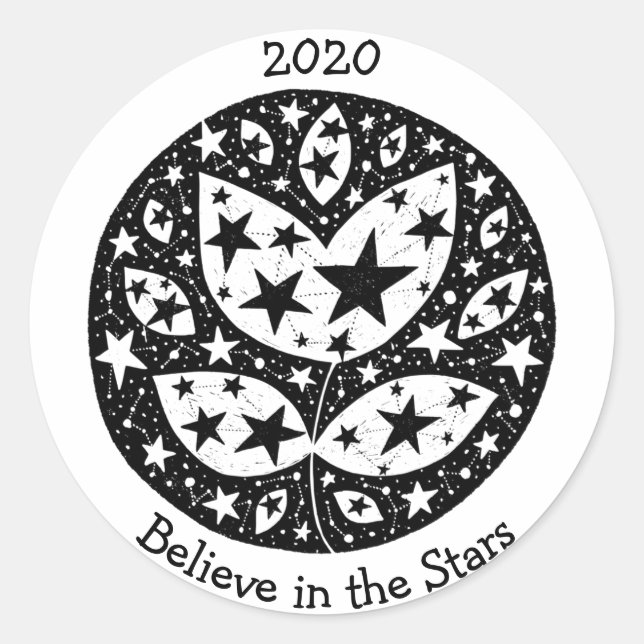 Adesivo Estrelas e constelações florescem no Cosmos B/W (Frente)