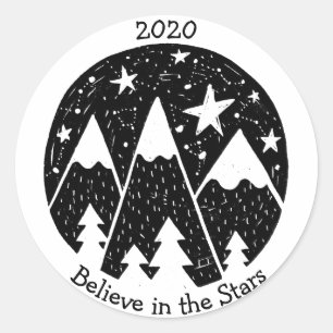 Adesivo Estrelas e constelações Montanhas Snowy Pine B/W