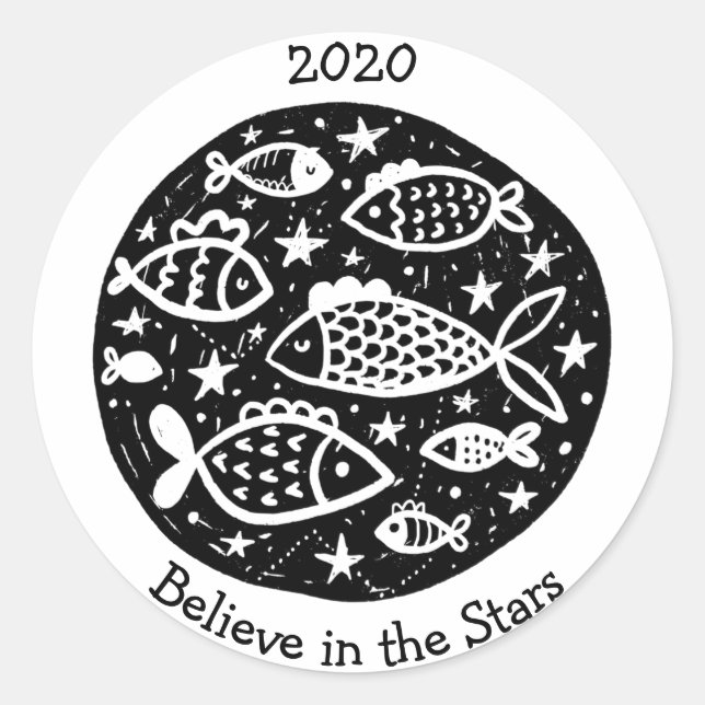 Adesivo Estrelas e constelações Peixes Pesca B/W (Frente)