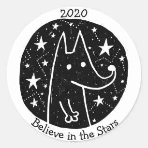 Adesivo Estrelas e constelações Starry Wolf Dreams B/W