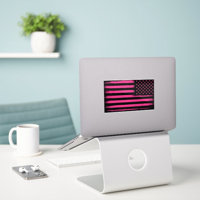 Adesivo Estrelas e Listras Edição Rosa  (Laptop na mesa)